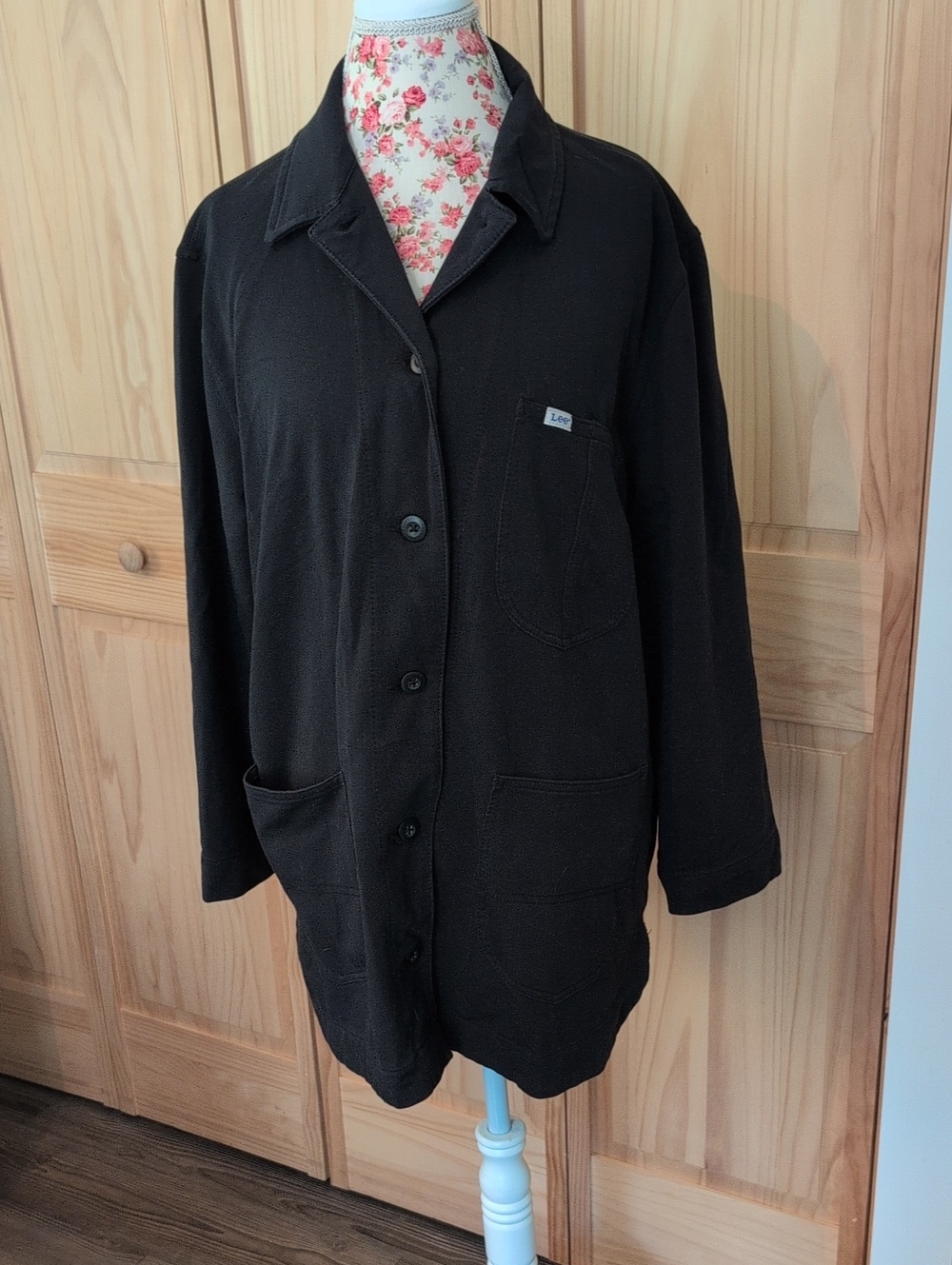 Lee Men's Black Button-Up Work Jacket
